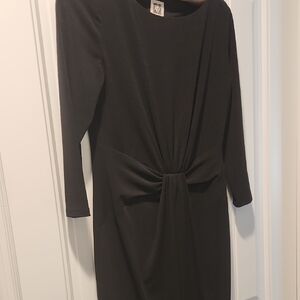 Anne Klein Gray Ruched Long Sleeve Sheath Dress